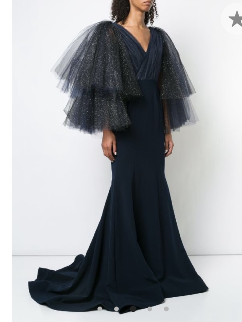 CHRISTIAN SIRIANO***Navy Embellished Sleeve Tulle Gown***US 6***$6215 NWT